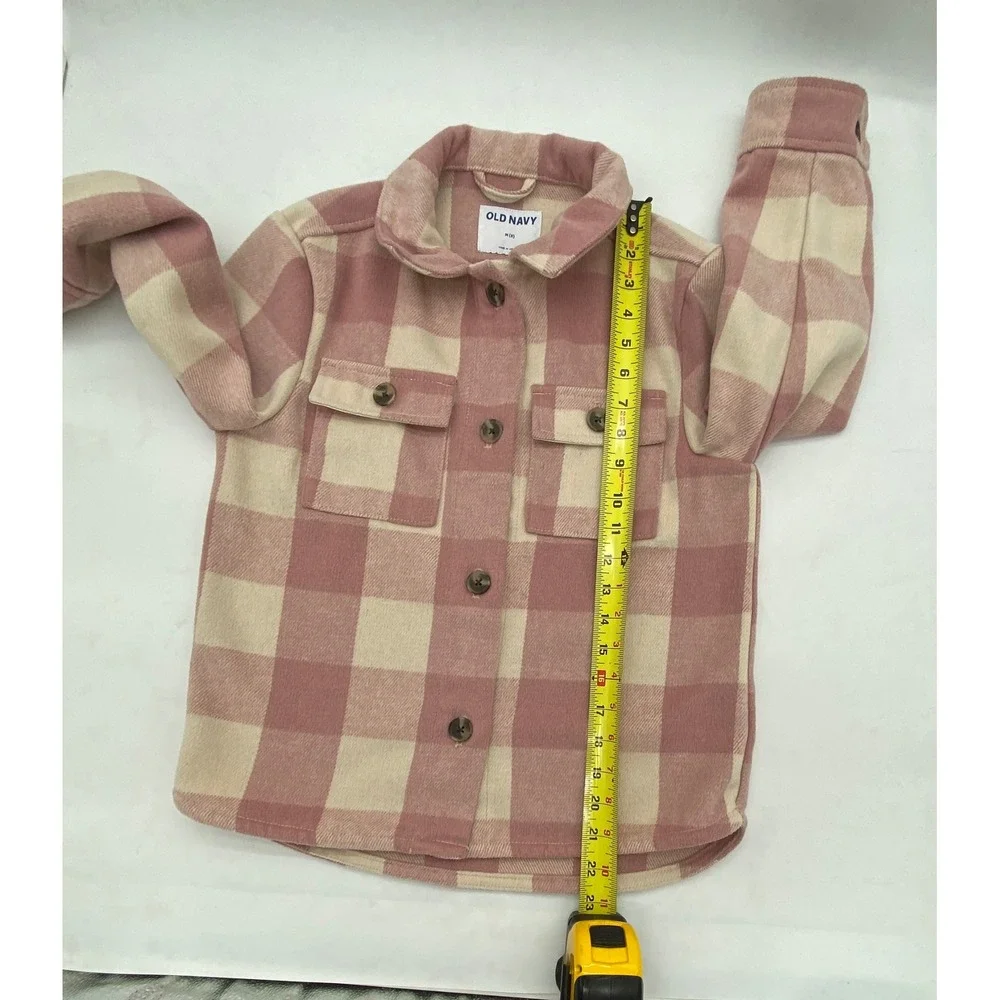 Old Navy Kids Pink Buffalo Plaid Shacket Button Front Shirt Jacket Size‎ M 8